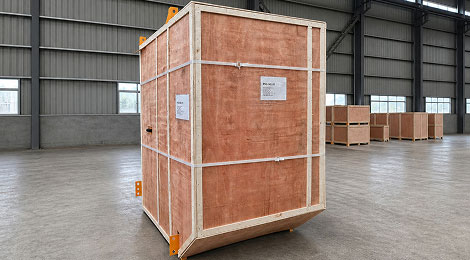 Cab crated — glazing protected