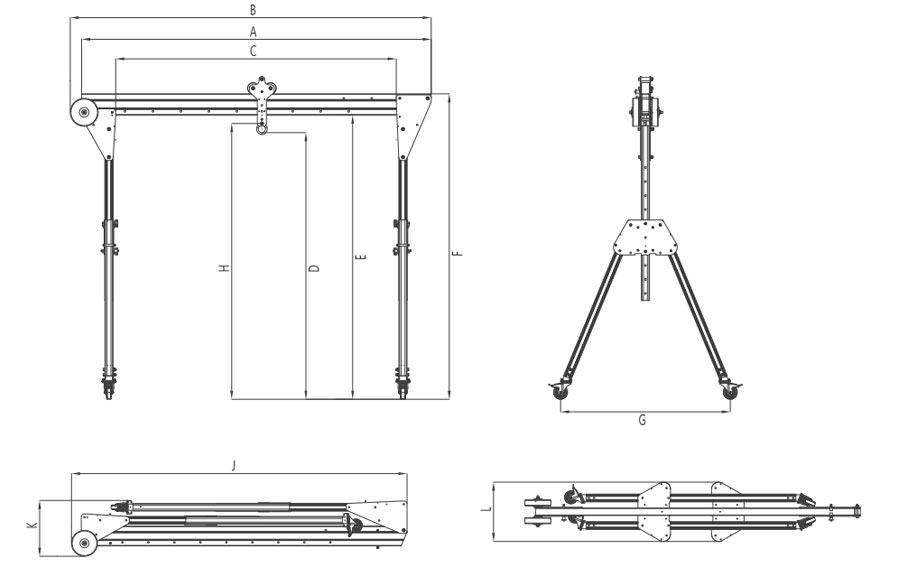Foldable Aluminum Gantry Crane Drawing