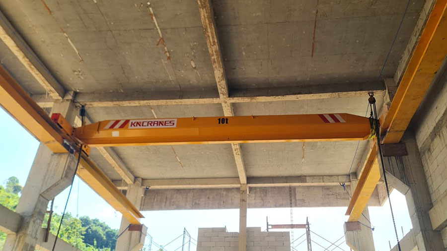 10 ton LDA single girder overhead crane installed in a sluice gate house in Indonesia