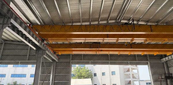 4 Sets of 5 Ton European Double Girder Overhead Cranes for a Steel Processing Plant