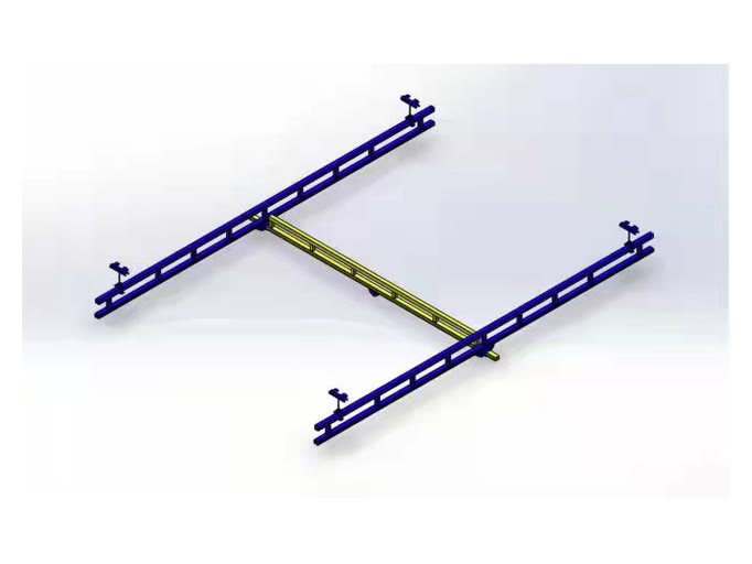Light crane girder extended beyond the runway