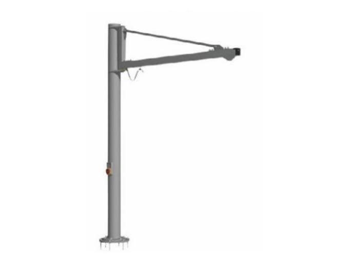Pillar-mounted aluminum jib crane with 270 degree slewing range