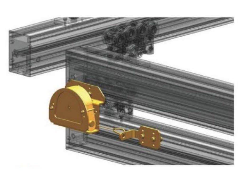 Spring balancer for automatic return of the telescoping beam